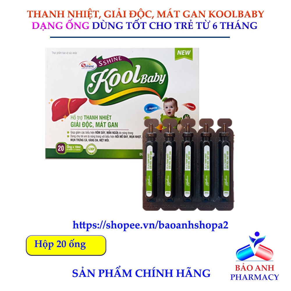 Thanh nhiệt, giải độc, mát gan KOOL BABY Sshine dùng được cho bé từ 6 tháng – Hộp 20 ống