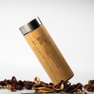 Bình giữ nhiệt ốp tre khắc hình