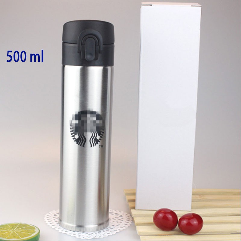 Cốc Giữ Nhiệt Inox 500ml Nắp Nhựa Cao Cấp