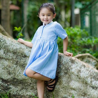 Đầm váy bé gái dáng xòe cổ sơ mi
