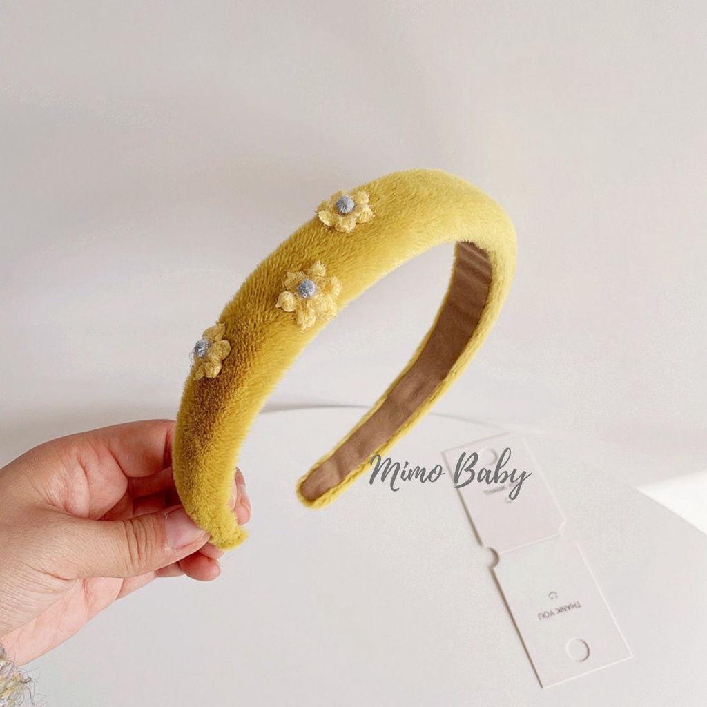 Bờm cài tóc đáng yêu bông ngắn đính hoa cho bé gái Mimo baby BD37