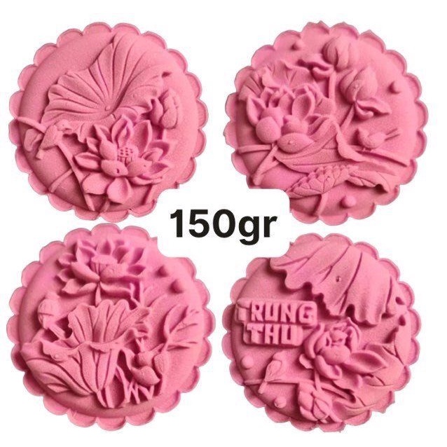 Khuôn trung thu lò xo hoa lá sen chữ trung thu 4 mặt 150g-200g