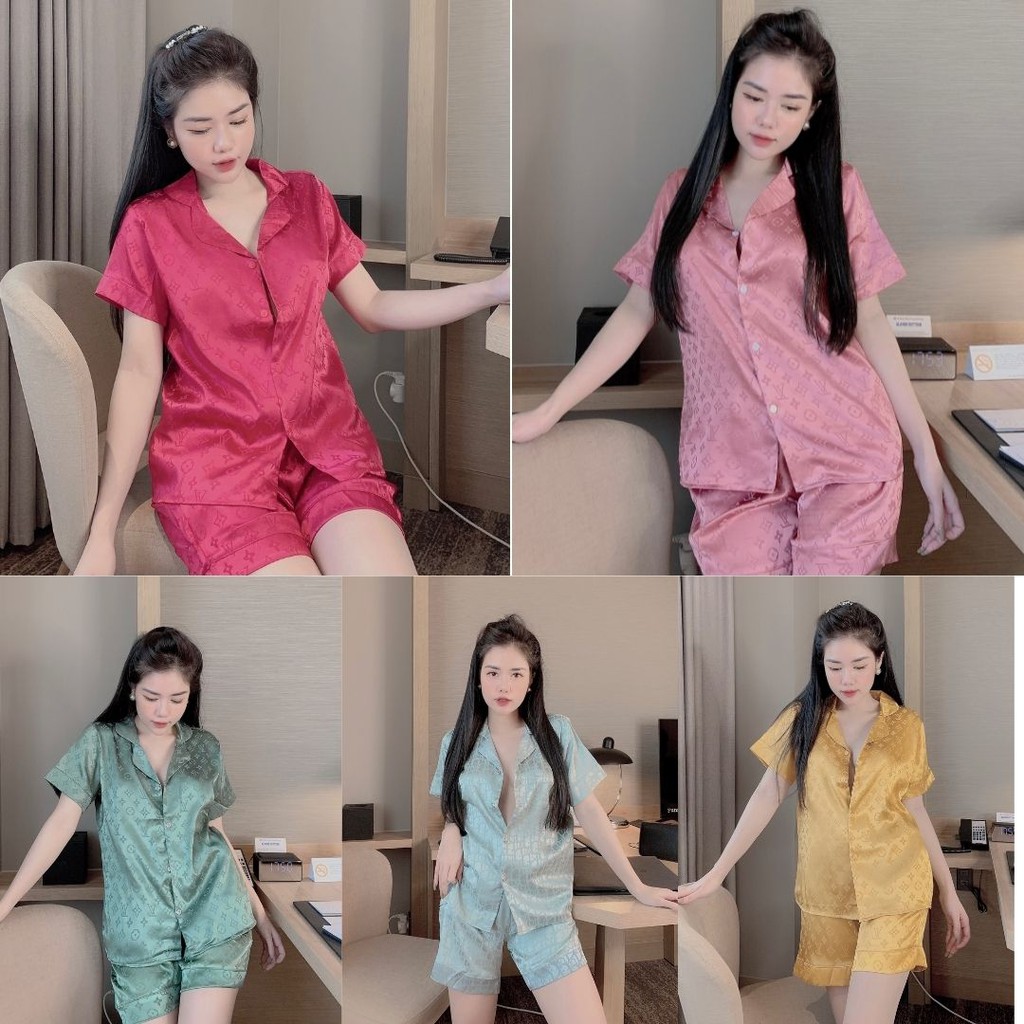 Bộ ngủ Pijama lụa bộ mặc nhà lụa Gấm Áo Cộc - Quần Đùi  HÀNG ĐẸP CHUẨN] [ẢNH THẬT +VIDEO]