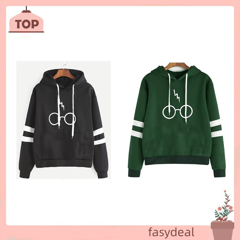 (Fas) Áo Hoodie Nữ In Hình Mắt Kính