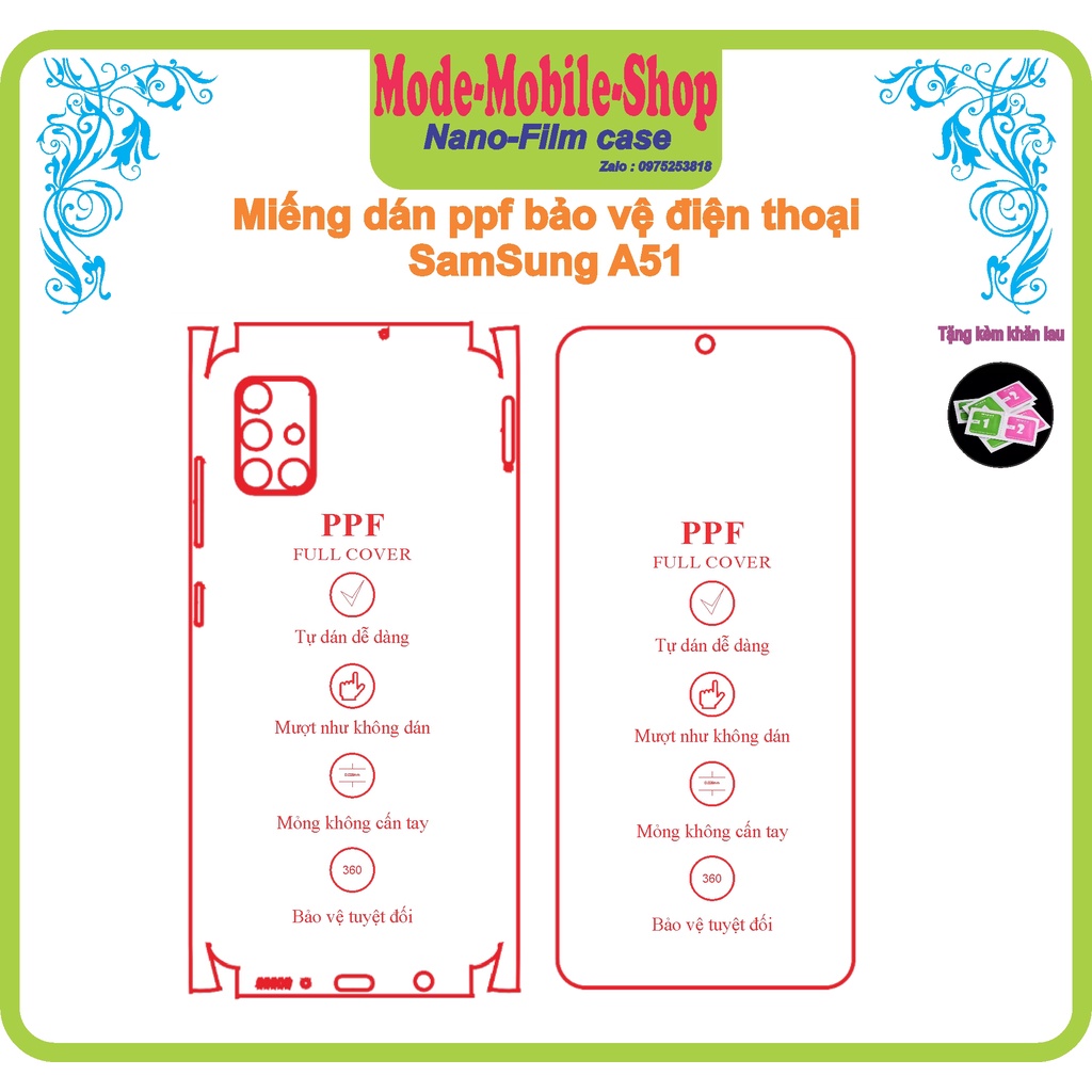 miếng dán ppf bảo vệ điện thoại samsung A51