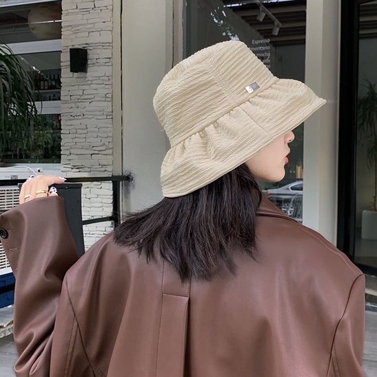 Nón Bucket Màu Trơn Che Phủ Khuôn Mặt Phong Cách Hàn Quốc Dễ Phối Đồ Thời Trang Thu Đông Cho Nữ