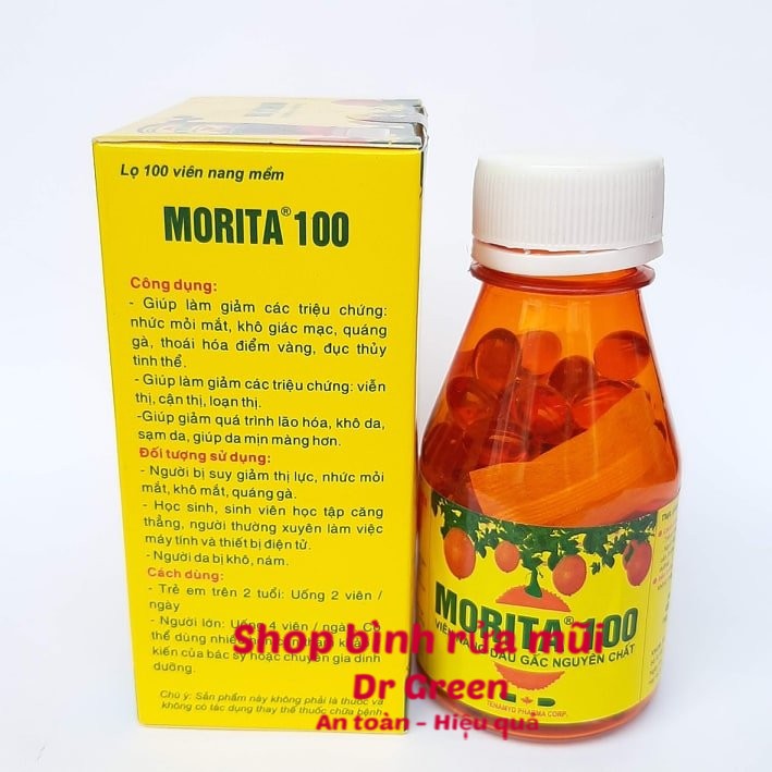 Viên uống dầu gấc Morita nguyên chất sáng mắt đẹp da hộp 100 viên