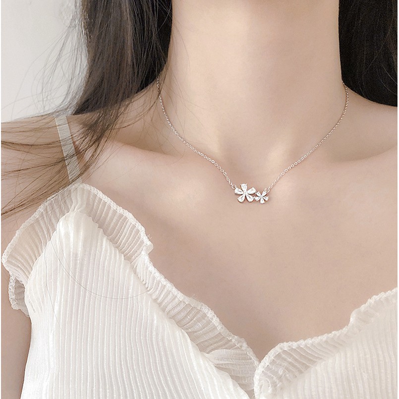 DÂY CHUYỀN HOA ĐÍNH ĐÁ BẠC - MELY 1065