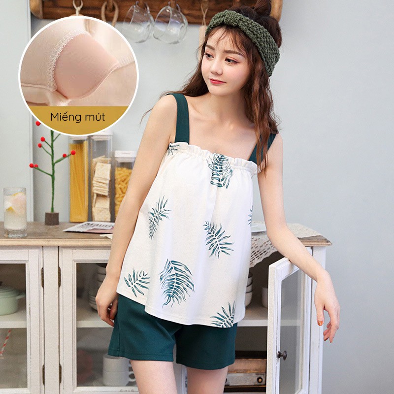 [Mã WA77 giảm 15% đơn 150k] Bộ đồ mặc ở nhà 2 dây cotton siêu dễ thương [BC05]