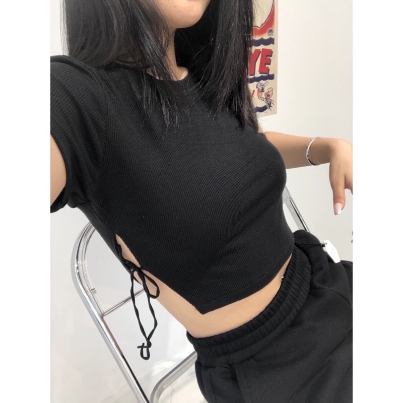 Áo Croptop Đan Dây Hông Cá Tính A64