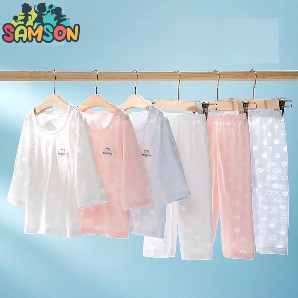 Bộ mặc nhà dài tay cho bé trai, bé gái , cotton mỏng cho bé nằm điều hòa