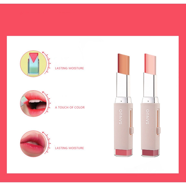 [Hàng mới về] Son môi hai màu dưỡng ẩm chống thấm nước lâu trôi thời trang cho nữ