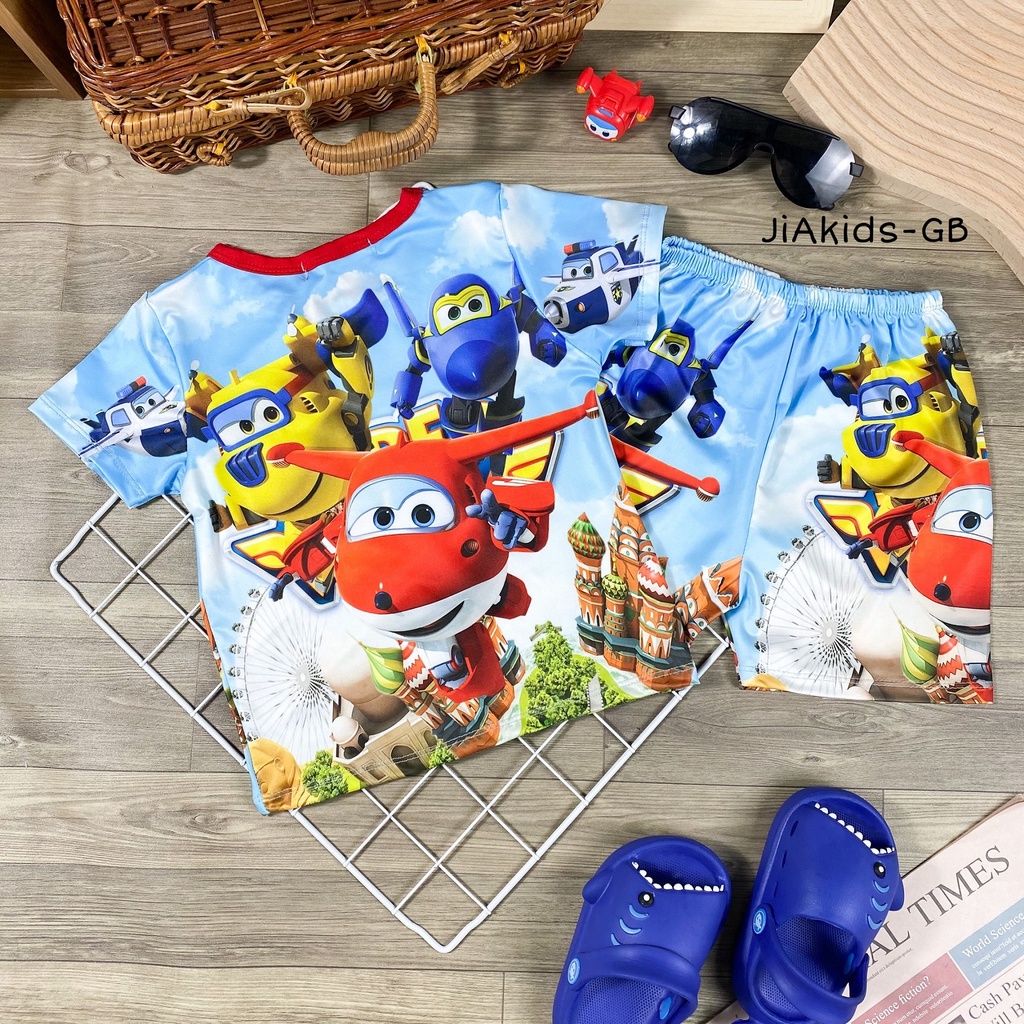 Bộ Cộc Tay VẢI 3D MINKY MOM In Hình Họa Tiết Khủng Long Oto Cho Bé TN-IN100