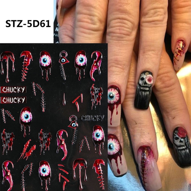 Set 3 Miếng Dán Móng Nghệ Thuật Chủ Đề Halloween Độc Đáo