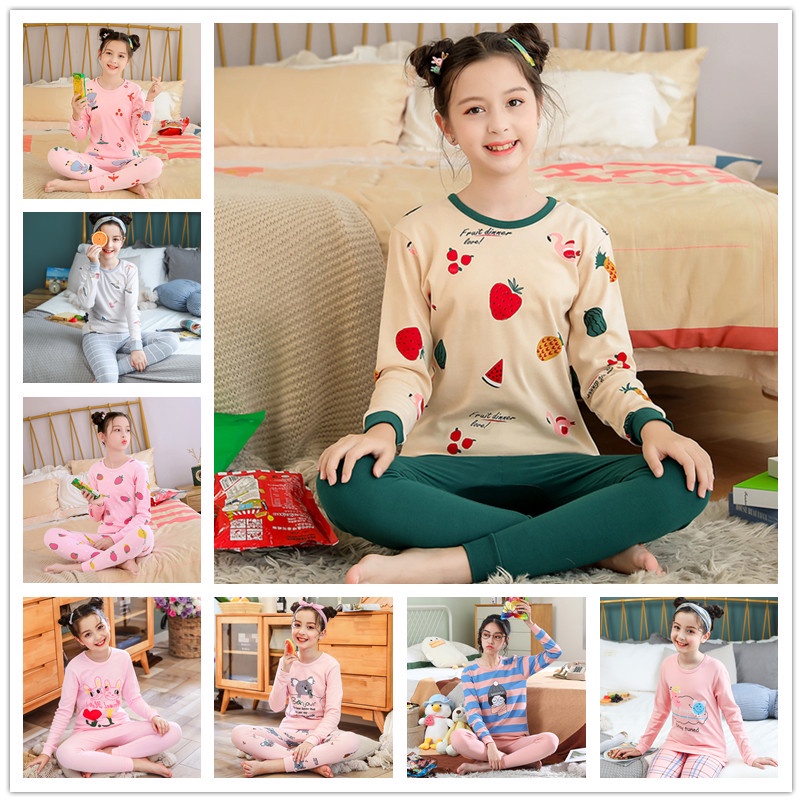 Bộ Đồ Ngủ Tay Dài Chất Liệu Cotton 140cm - 175cm Thời Trang Xuân Thu Cho Nữ