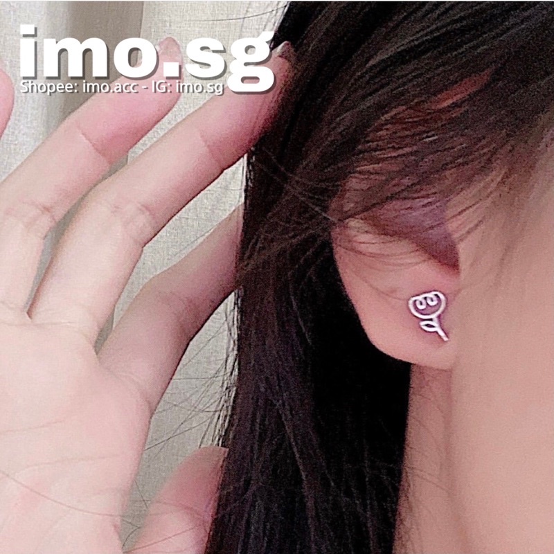 Bông tai hoa tulip mini imo.sg bạc 925 dễ diện đeo vành cá tính xinh xắn phong cách hàn ulzzang