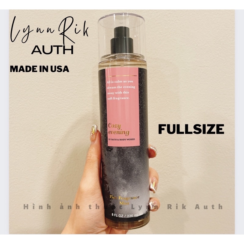COZY EVENING - Fullsize Xịt Thơm Body Mist Toàn Thân Bath & Body Works Usa