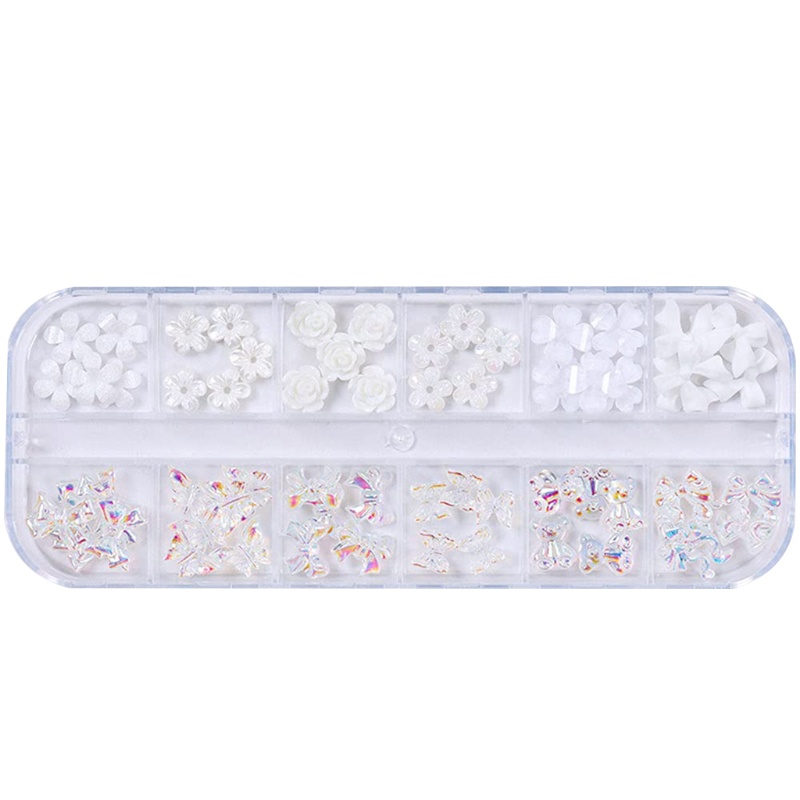 Set 60 Miếng Dán Trang Trí Móng Tay Hình Hoa Và Bướm Bằng Acrylic