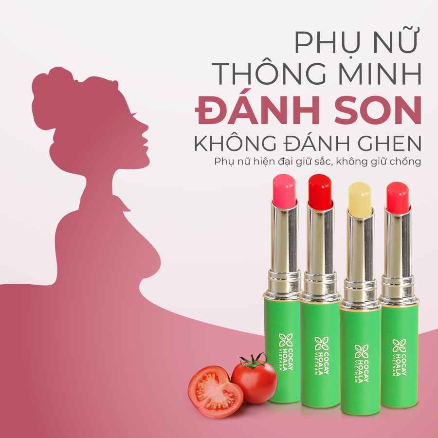 Son dưỡng cà chua hữu cơ 3M Cocayhoala - Dưỡng môi an toàn cho mẹ bầu, mẹ sau sinh 1.5g