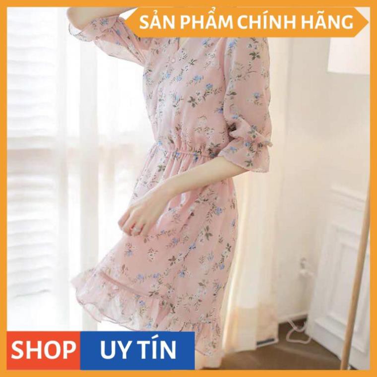 Đầm suông cổ trụ bèo eo nhúng - vải siêu đẹp (em không có hoa giống nên làm hoa tương tự như hình chụp ạ) VADA - D666 | BigBuy360 - bigbuy360.vn