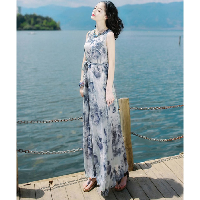 Đầm Dài Không Tay Phong Cách Bohemian Mẫu Mới 2022 AT1087