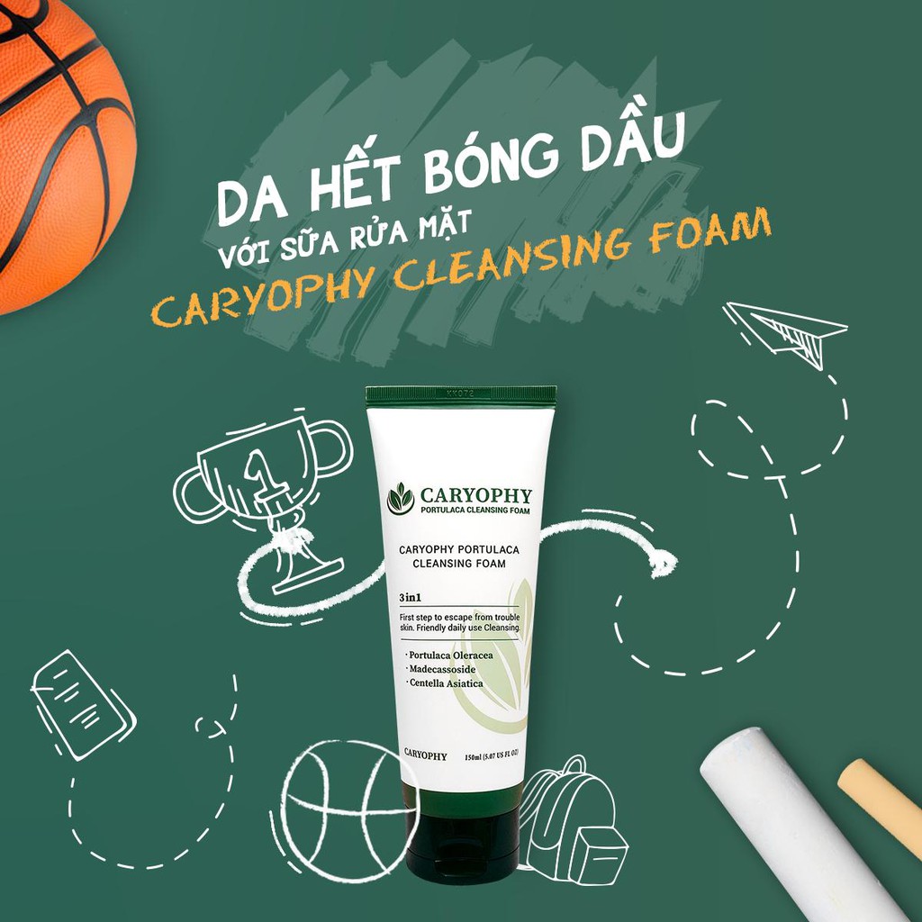 Sữa rửa mặt cho da hỗn hợp thiên dầu da dầu da khô hàn quốc Caryophy chính hãng 150ml