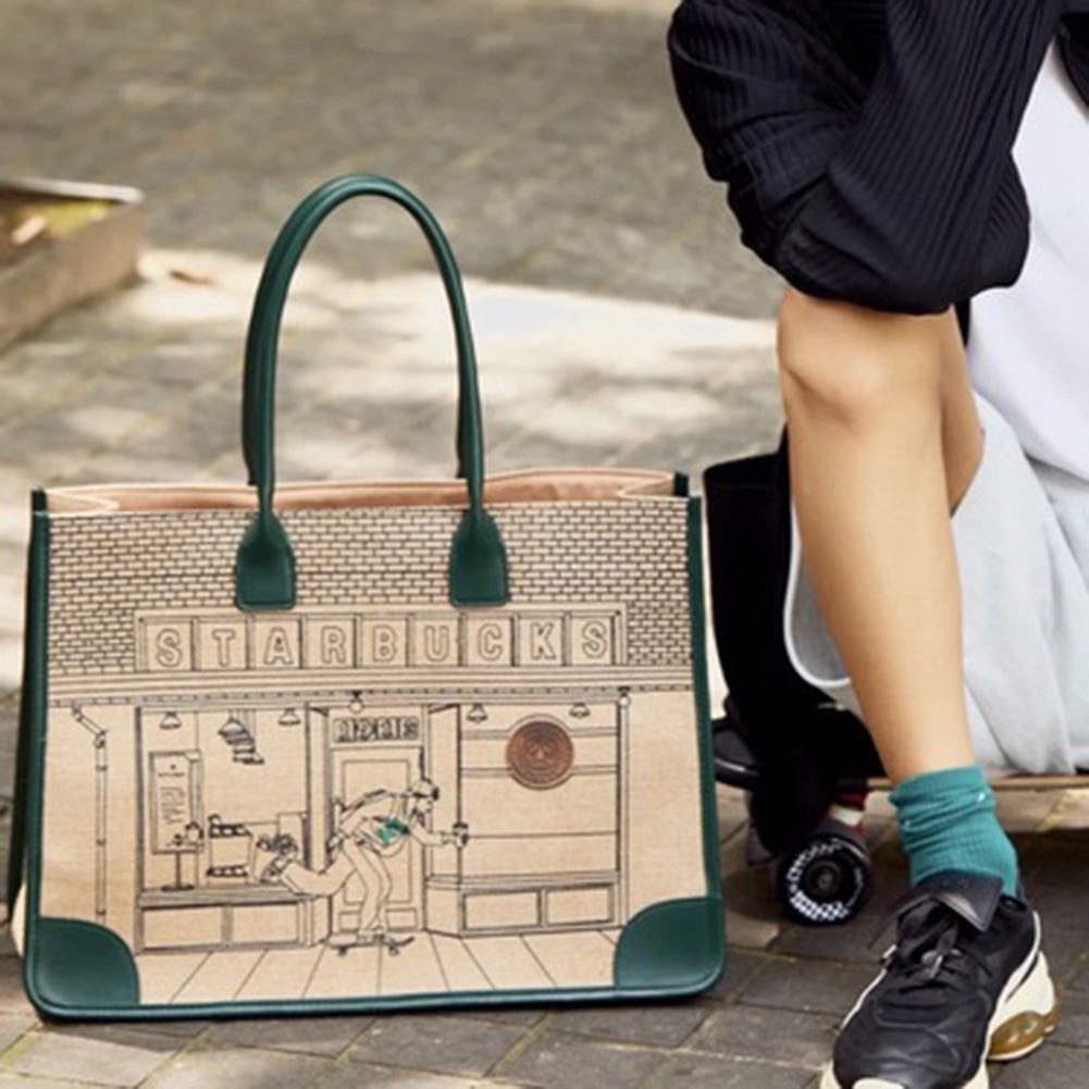 Starbucks Túi Xách tote 50 Năm Vải canvas Phong Cách retro Cho Nữ 2021