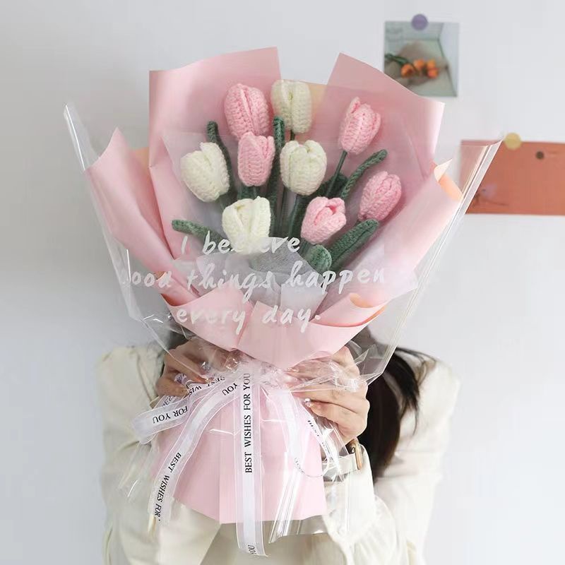 Bó Hoa Len Đan Thủ Công Làm Quà Tặng Tốt Nghiệp / Ngày Lễ Tình Nhân Cho Bạn Gái