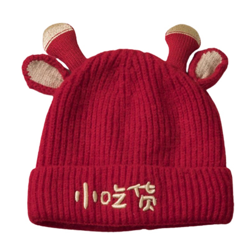 Mũ beanie Dệt Kim Hình Sừng Bò Ngọt Ngào Thời Trang Mùa Đông Cho Nữ