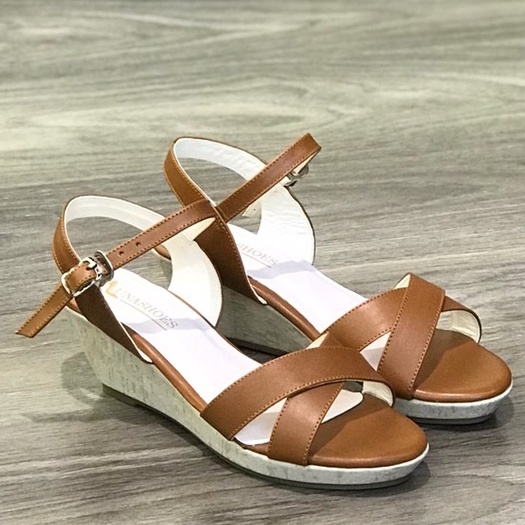 Sandal đế xuồng nữ 5p da bò mềm LUNASHOES 6004 bảo hành 2 năm ảnh thật chụp tại cửa hàng