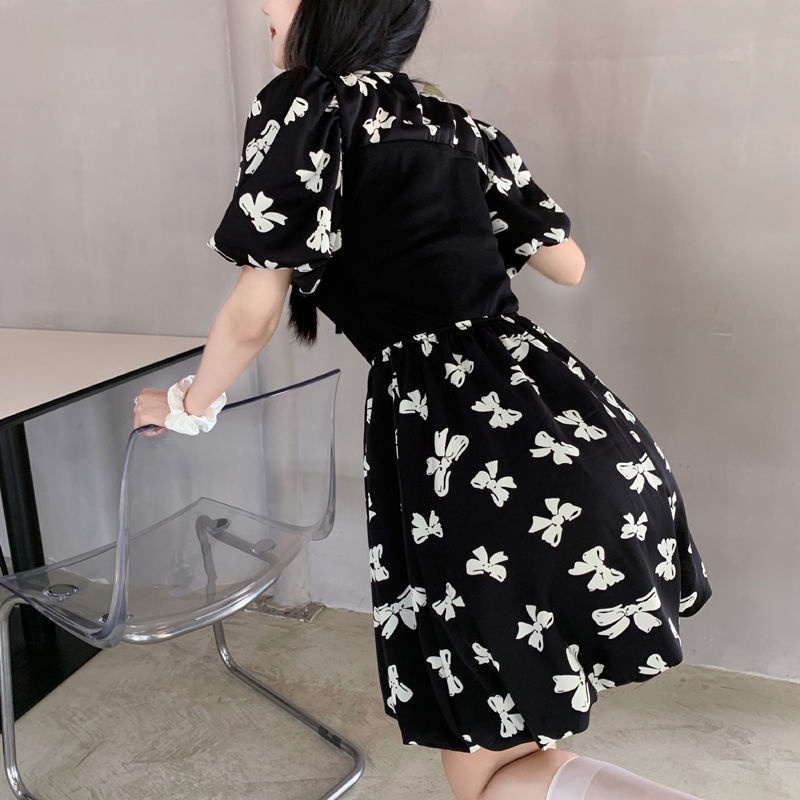 AMOI Đầm Tay Ngắn Dáng Ôm Chiết Eo Phong Cách Pháp Thời Trang Xinh Xắn Cho Nữ 2022