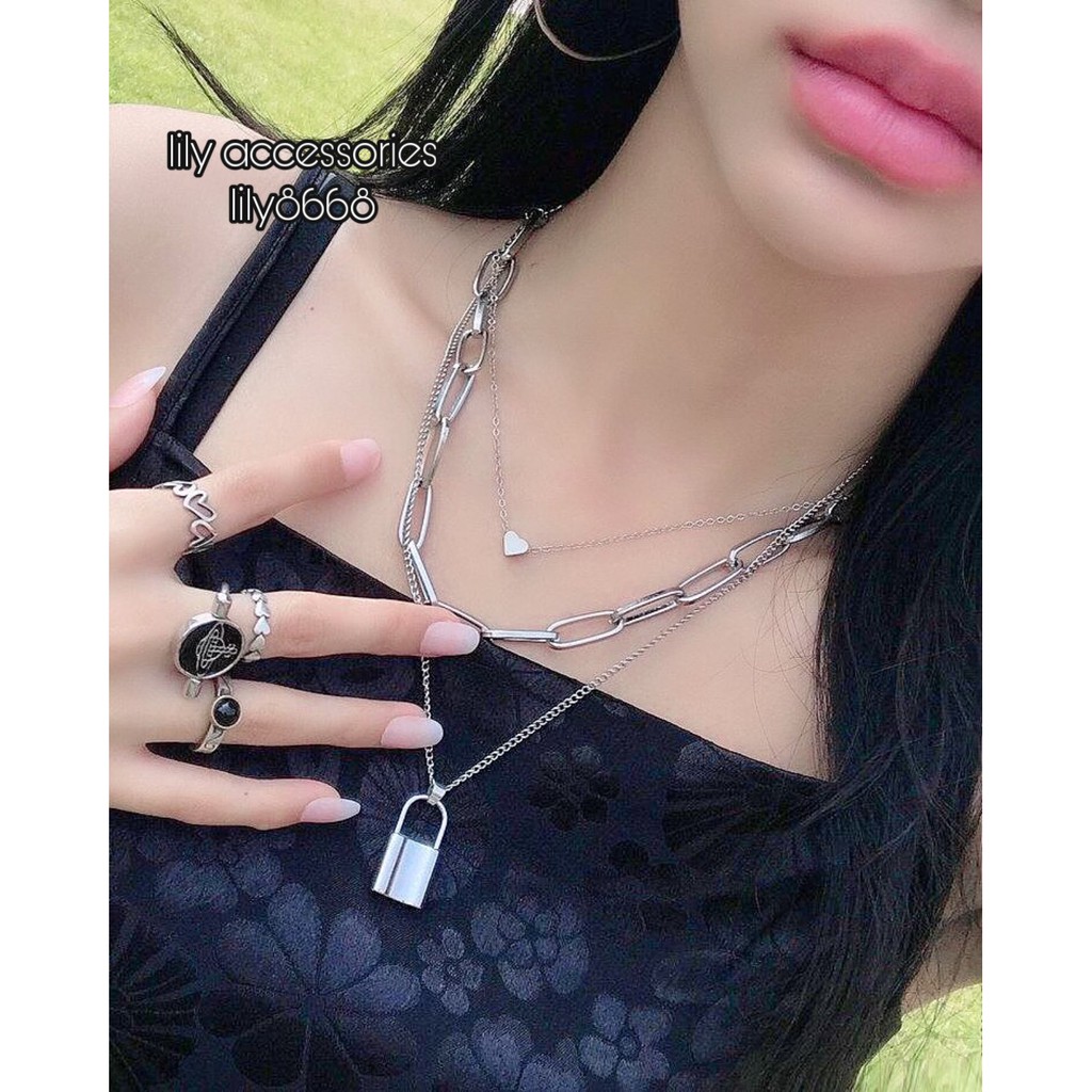 dây chuyền vòng cổ trái tim và ổ khóa