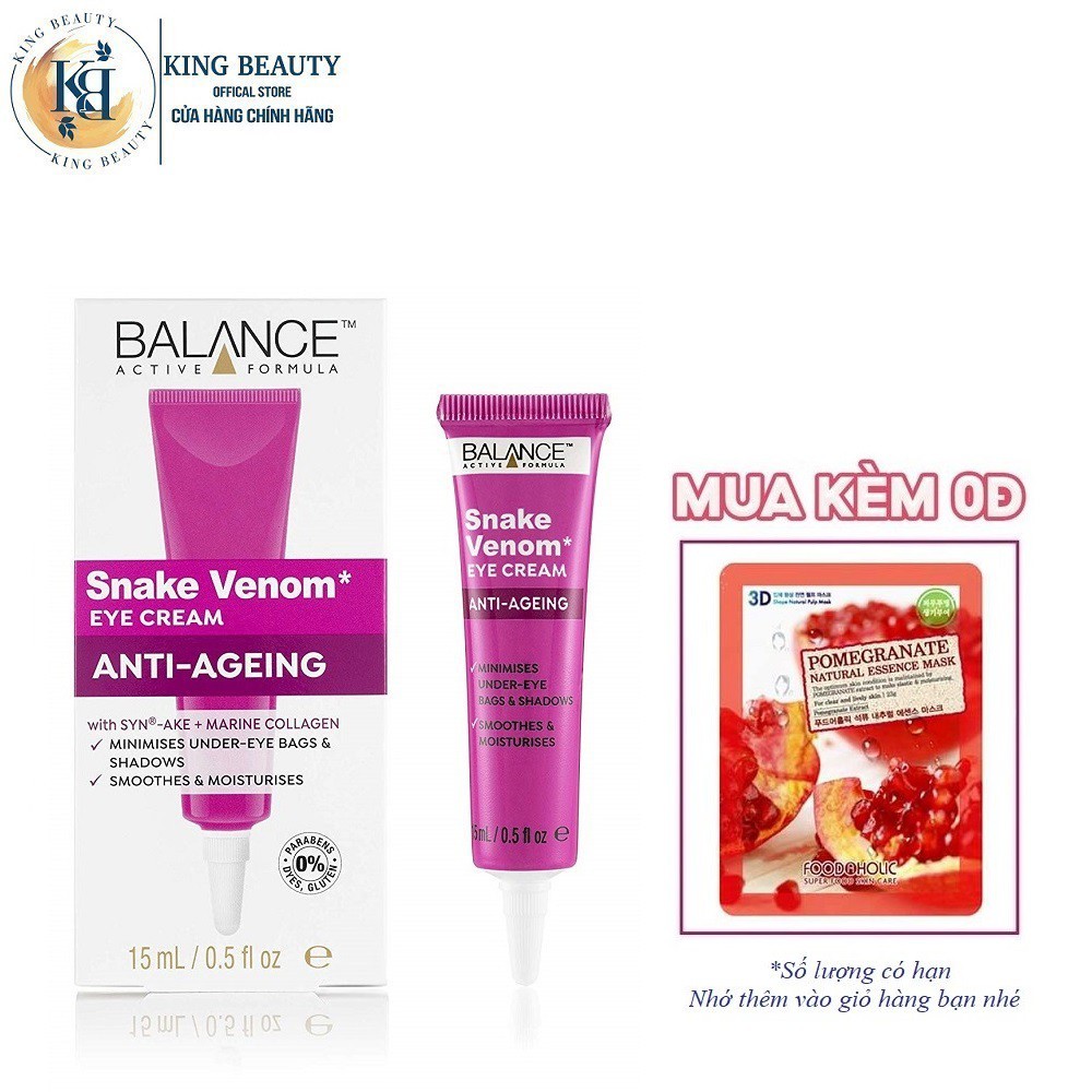 Kem Dưỡng Mắt Nọc Rắn Làm Giảm Quầng Thâm, Bọng Mắt Balance Active Formula Snake Venom Eye Cream 15ml