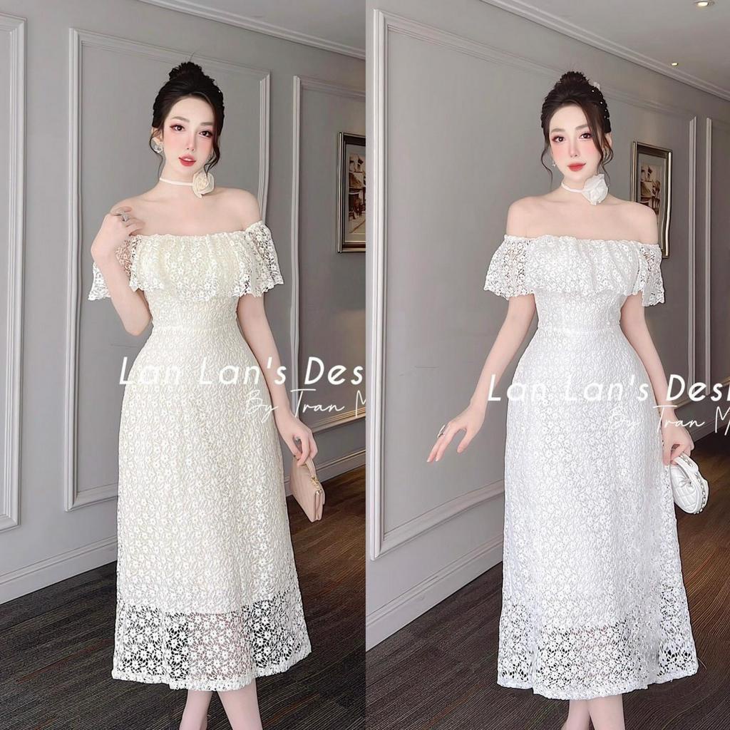 ( sỉ lẻ váy thiết kế) váy ren trễ vai