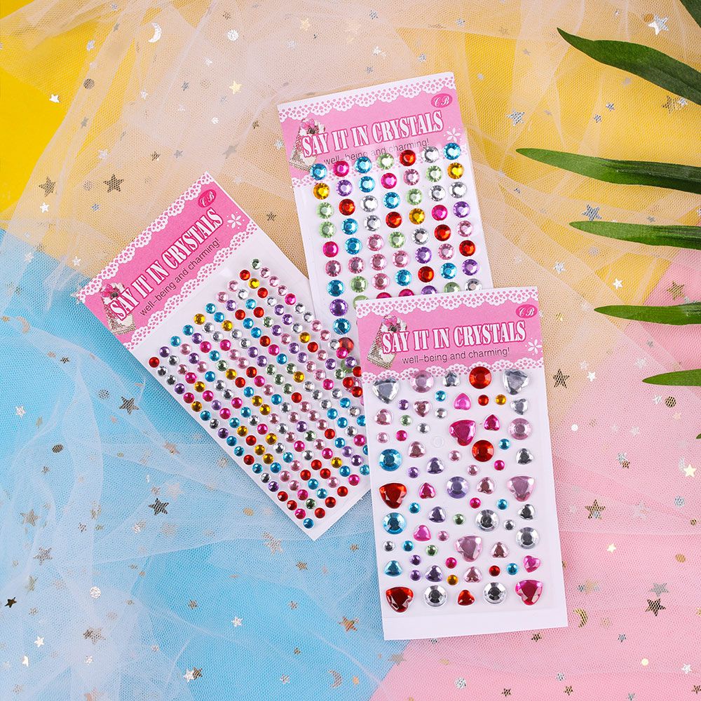 Set 2 Tấm Sticker Acrylic Dán Trang Trí Sổ Mobile/ Xe Hơi DIY Họa Tiết Kim Cương Dễ Thương Cho Bé |Diamond