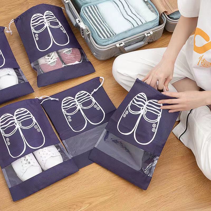 Túi Đựng Giày Dép Chống Bẩn Khi Đi Du Lịch Có Dây Rút Tiện Lợi