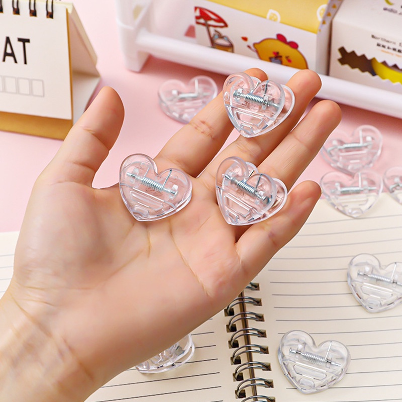 Set 5 Kẹp Nhựa PVC Trong Suốt Mini Hình Trái Tim/ Vé/Photo/ Đồ Kẹp Gọn Gàng