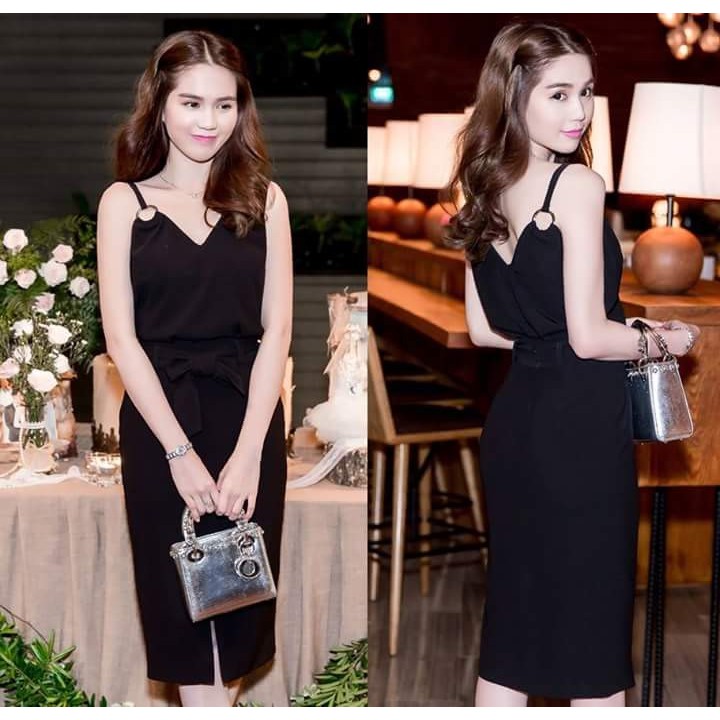 Set rời áo váy Ngọc Trinh kiểu áo 2 dây thiết kế cột nơ xinh xắn