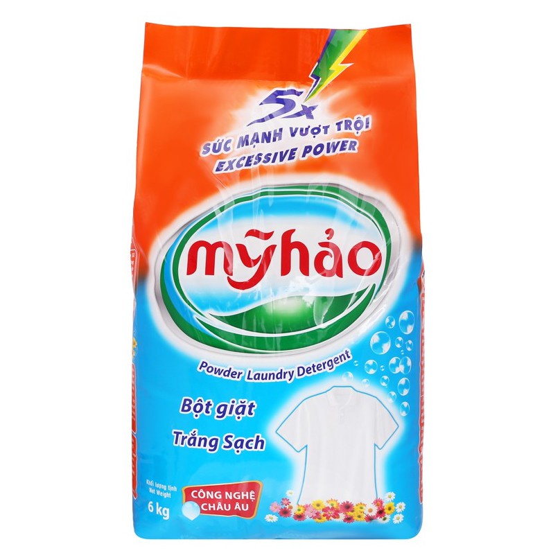 [MỚI] Bột giặt Mỹ Hảo 5X diệt khuẩn ,Trắng sáng 6kg- Đậm đặc thơm lâu