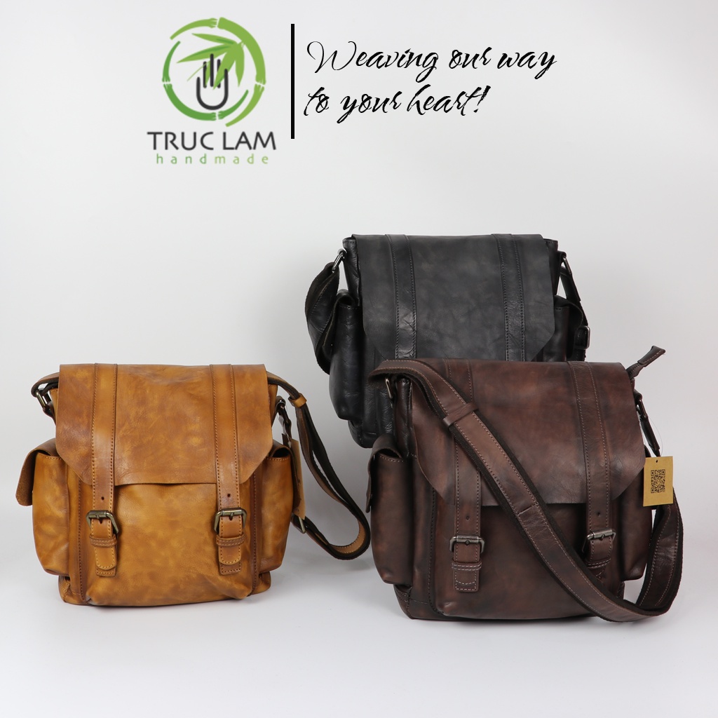 Túi Đeo Chéo Thời Trang Nam Da Thật Cao Cấp Có Nhiều Ngăn Tiện Lợi – Trúc Lâm Handmade