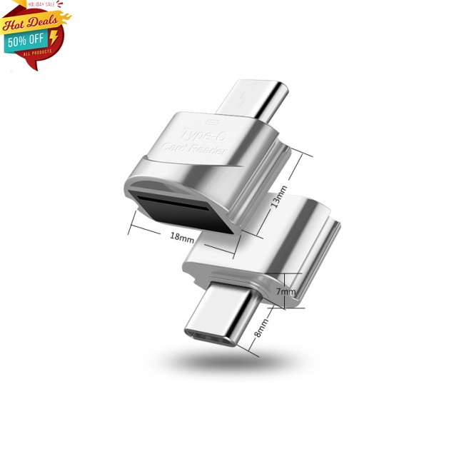 Đầu Đọc Thẻ Nhớ TF Type-c OTG Bằng Kim Loại Cho Điện Thoại Huawei
