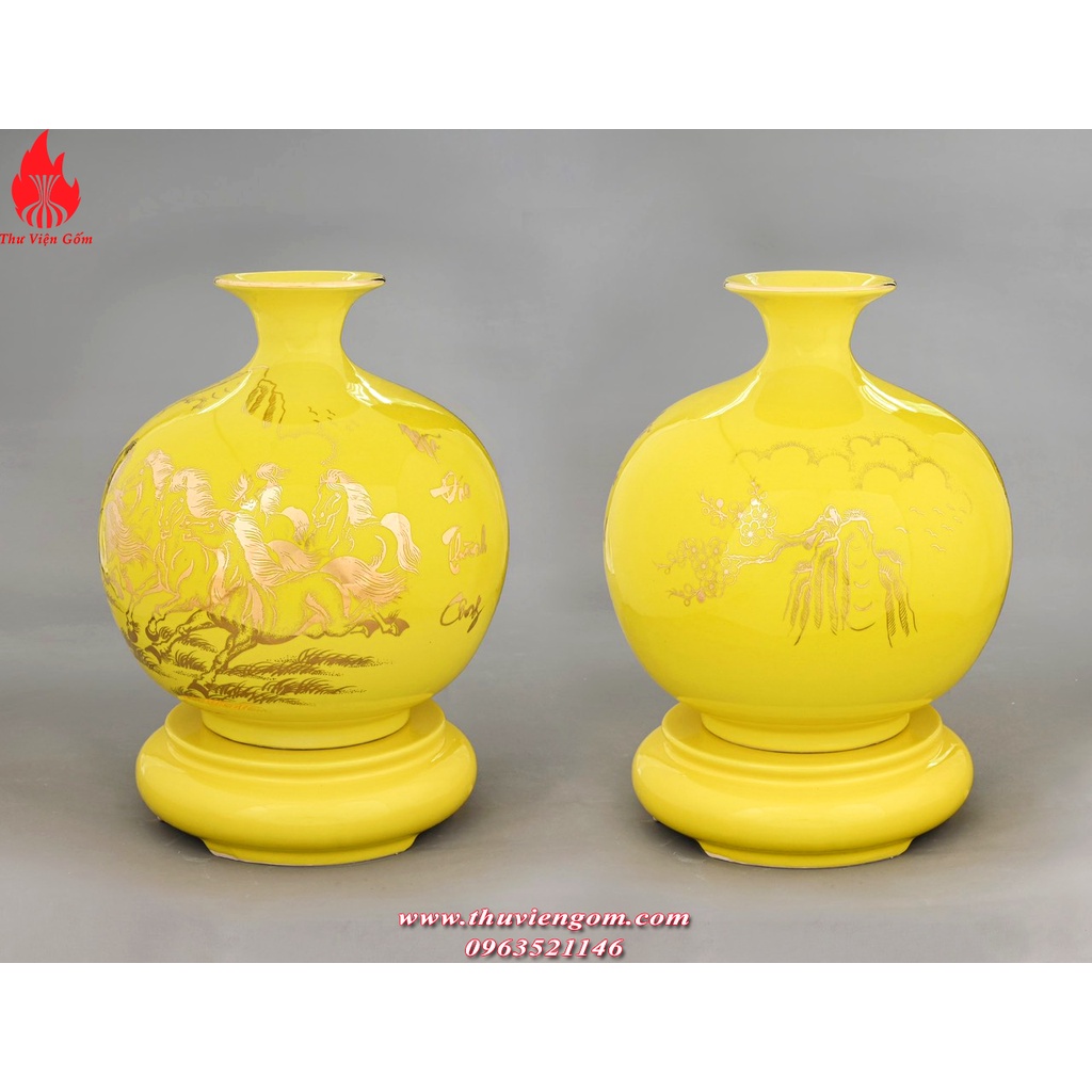Bình hút lộc màu vàng gốm sứ Bát Tràng