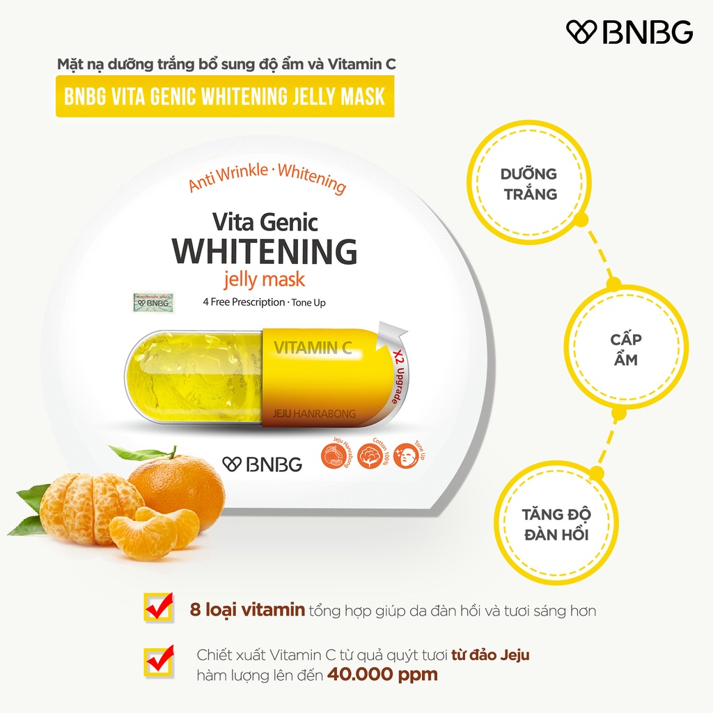 Mặt Nạ Giấy BNBG Dưỡng Da Trắng Sáng và Đều Màu Da Vita Genic Whitening Jelly Mask  30ml