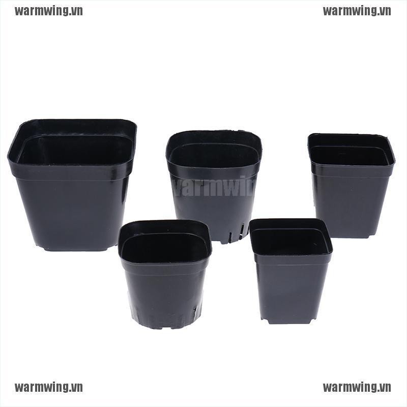 10 Chậu Hoa Nhựa Hình Vuông Màu Đen
