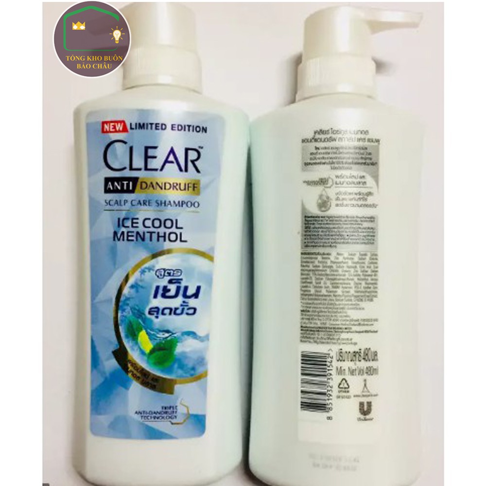 Dầu gội Thái Lan Clear Ice Cool Menthol bạc hà mát rượi 480ml