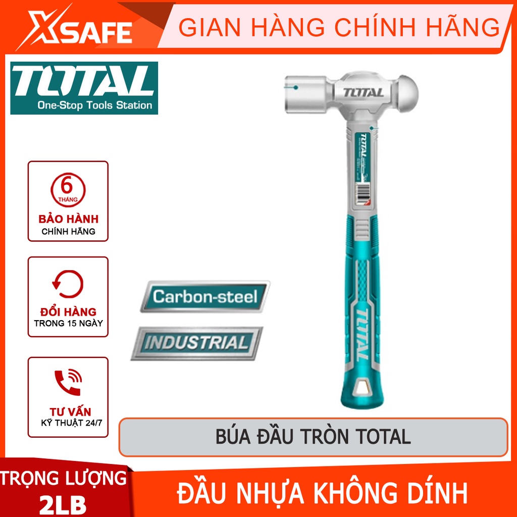 Búa đầu tròn 450g TOTAL THRBPH0166 thép 45#, đầu búa được đúc rèn nguyên khối, chịu nhiệt, tay cầm 2 màu kiểu dáng mảnh