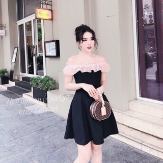Đầm xoè trễ vai bèo xinh lung linh