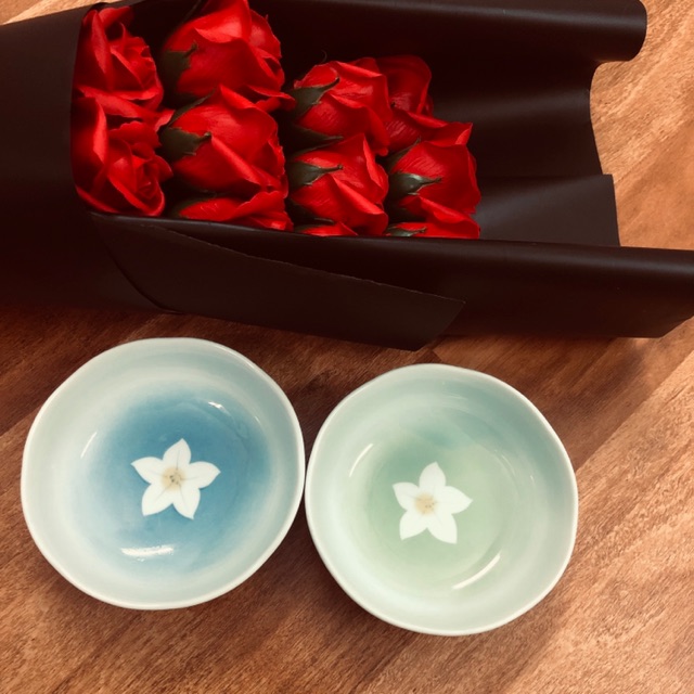 2 Chén cơm gốm sứ nhật men màu