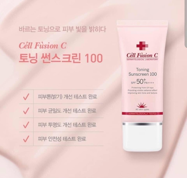 Kem Chống Nắng Cell Fusion C Toning Suncreen 100 SPF 50+ Màu Hồng