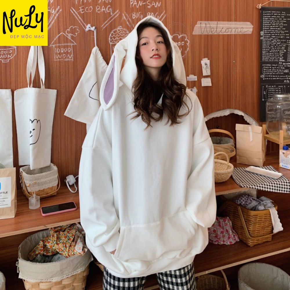 Áo Hoodie nữ THỎ RABBIT unisex nỉ bông form rộng, tay bồng kiểu dáng Ulzzang chất xịn NULY HDT | BigBuy360 - bigbuy360.vn